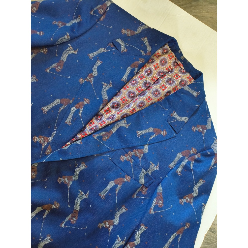VTG 1972 Hamilton Golfing Woven Jacquard Special Order Blazer ACWA Union Men 42L